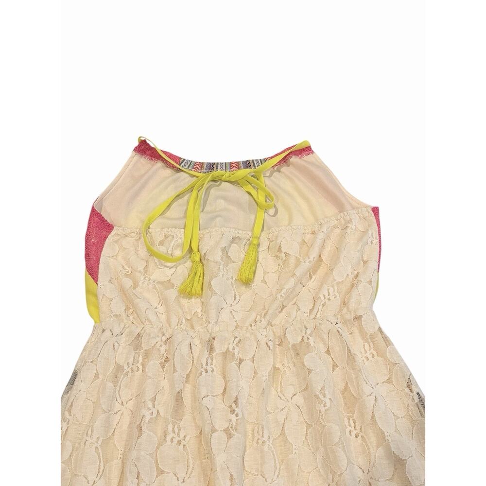 Flying Tomatoe Lace Maxi Dress Women’s Small Ivory Lemon Halter Bohemian - Picture 8 of 13
